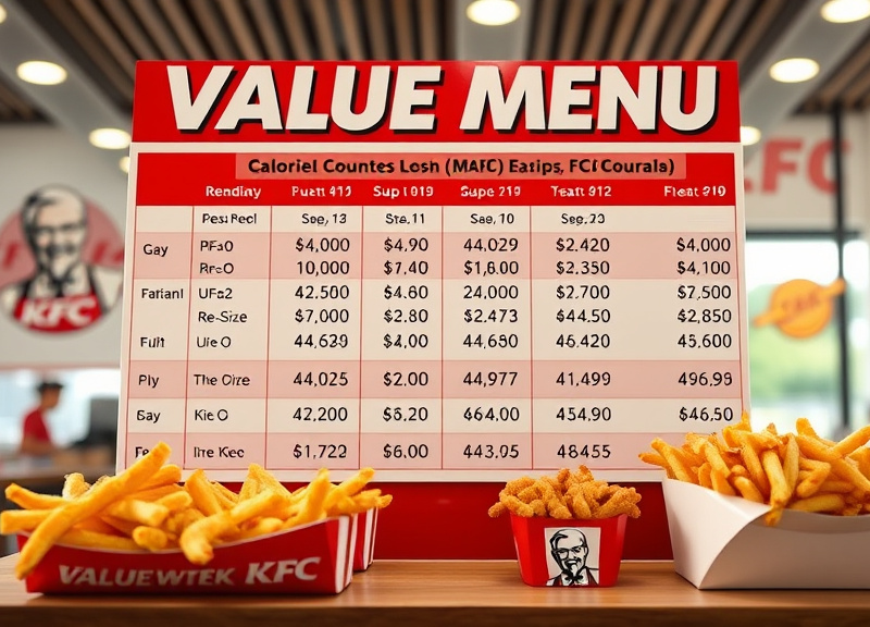 How do the calorie counts on the KFC Value Menu compare to the regular menu?